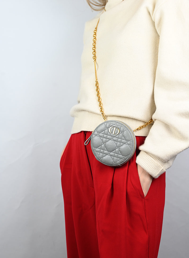 Dior Borsina Cannage Caro in pelle grigia -  lesleyluxuryvintage