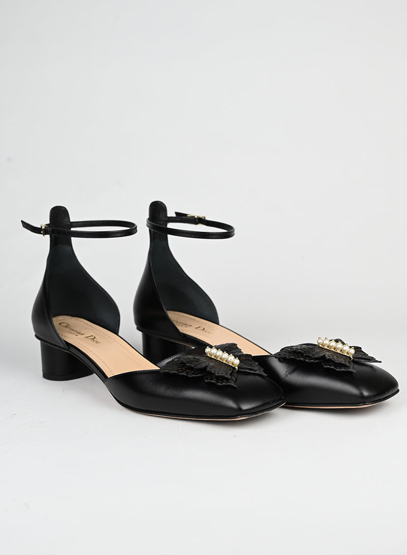 Dior Sandali con tacco in pelle nera - N. 40 -  lesleyluxuryvintage