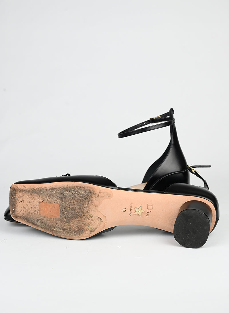 Dior Sandali con tacco in pelle nera - N. 40 -  lesleyluxuryvintage