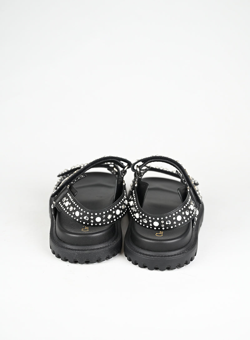 Dior Sandali Dioract Pelle Nera Borchie e Perle - N. 40