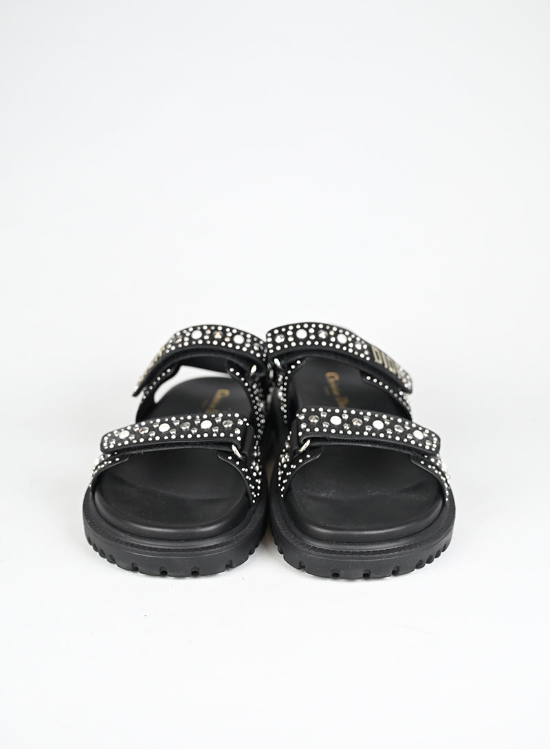 Dior Sandali Dioract Pelle Nera Borchie e Perle - N. 40