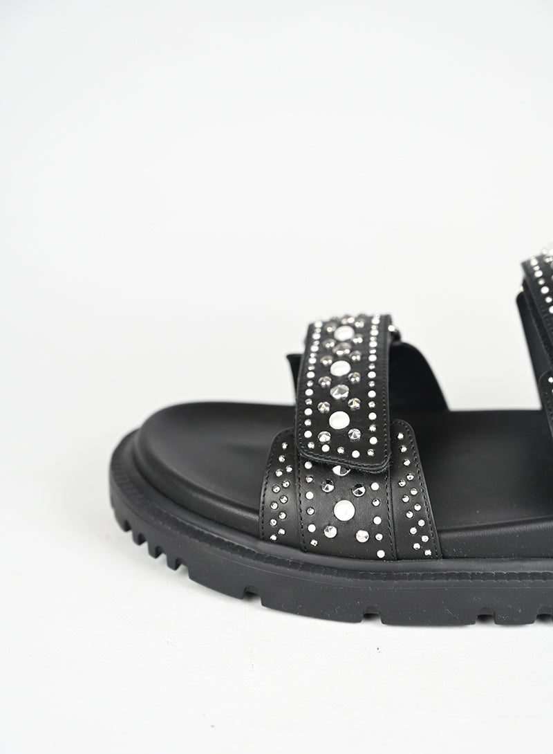 Dior Sandali Dioract Pelle Nera Borchie e Perle - N. 40