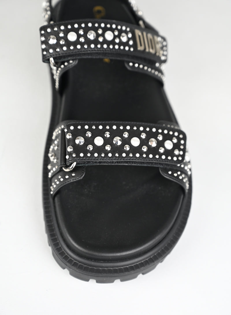 Dior Sandali Dioract Pelle Nera Borchie e Perle - N. 40