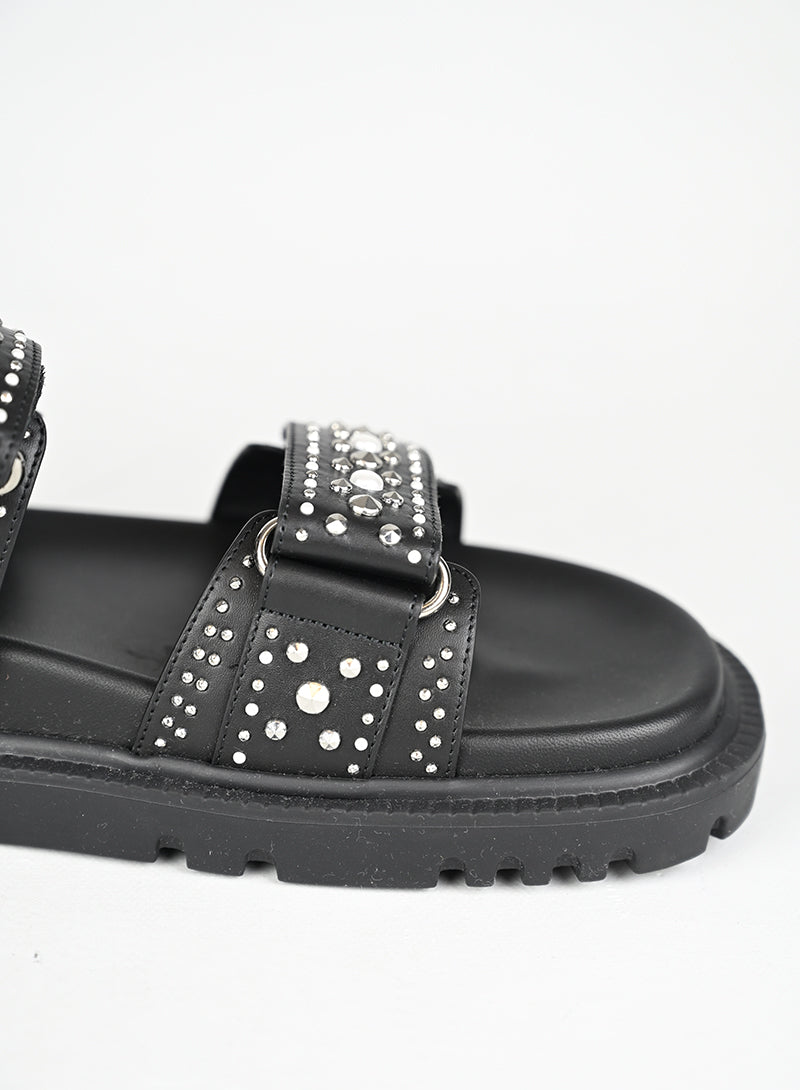 Dior Sandali Dioract Pelle Nera Borchie e Perle - N. 40