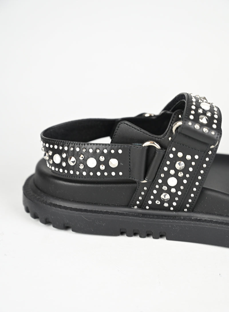 Dior Sandali Dioract Pelle Nera Borchie e Perle - N. 40