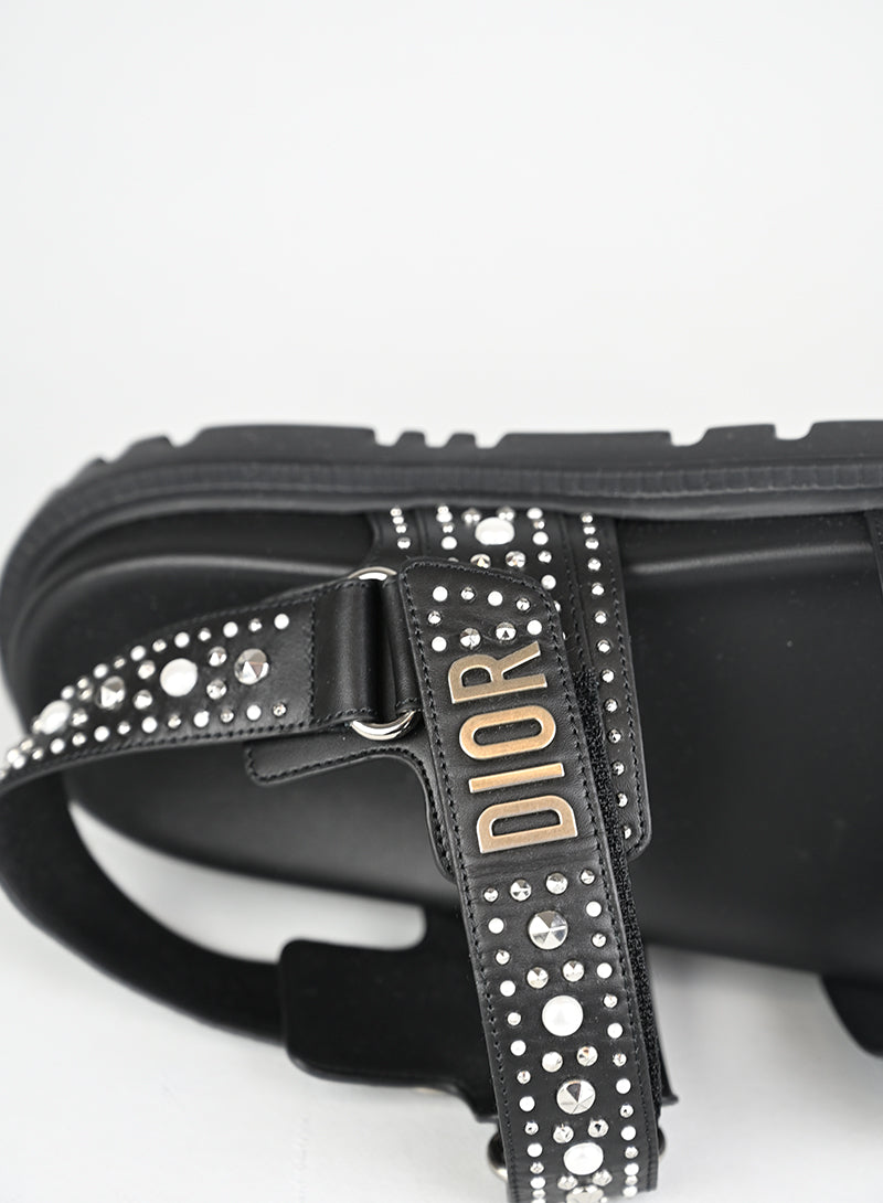 Dior Sandali Dioract Pelle Nera Borchie e Perle - N. 40