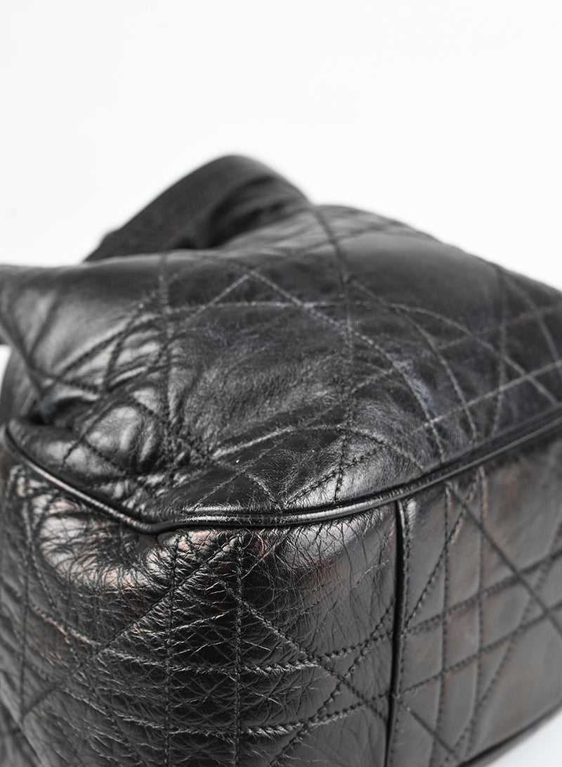 Dior Borsa a secchiello Drawstring in pelle nera