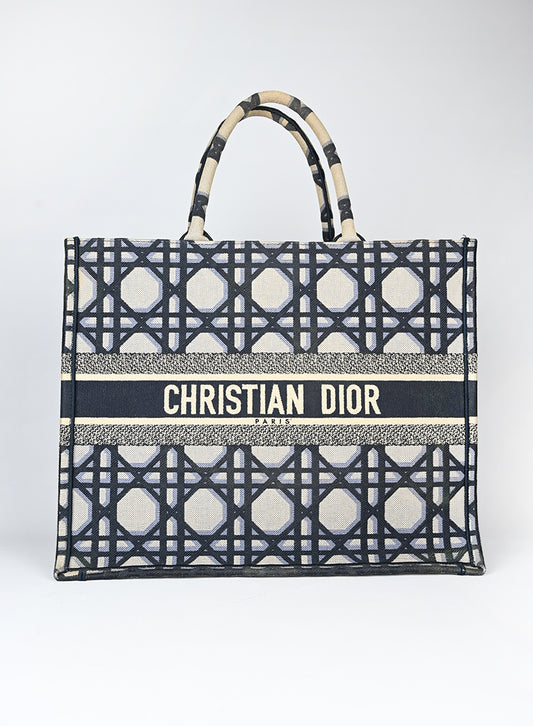 Dior Shopper Book Tote in tessuto beige e blu