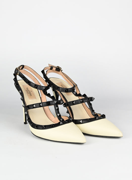 Valentino Sandali Rockstud in pelle bianca - N. 40