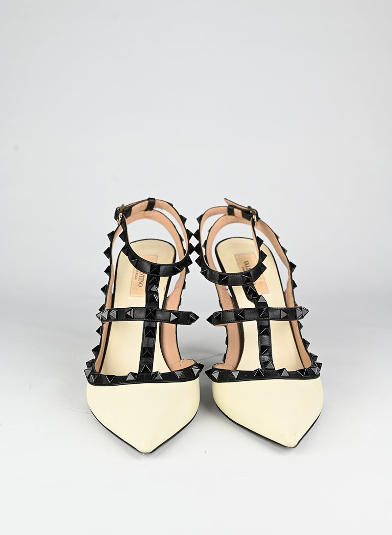 Valentino Sandali Rockstud in pelle bianca - N. 40