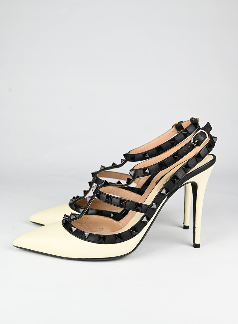 Valentino Sandali Rockstud in pelle bianca - N. 40