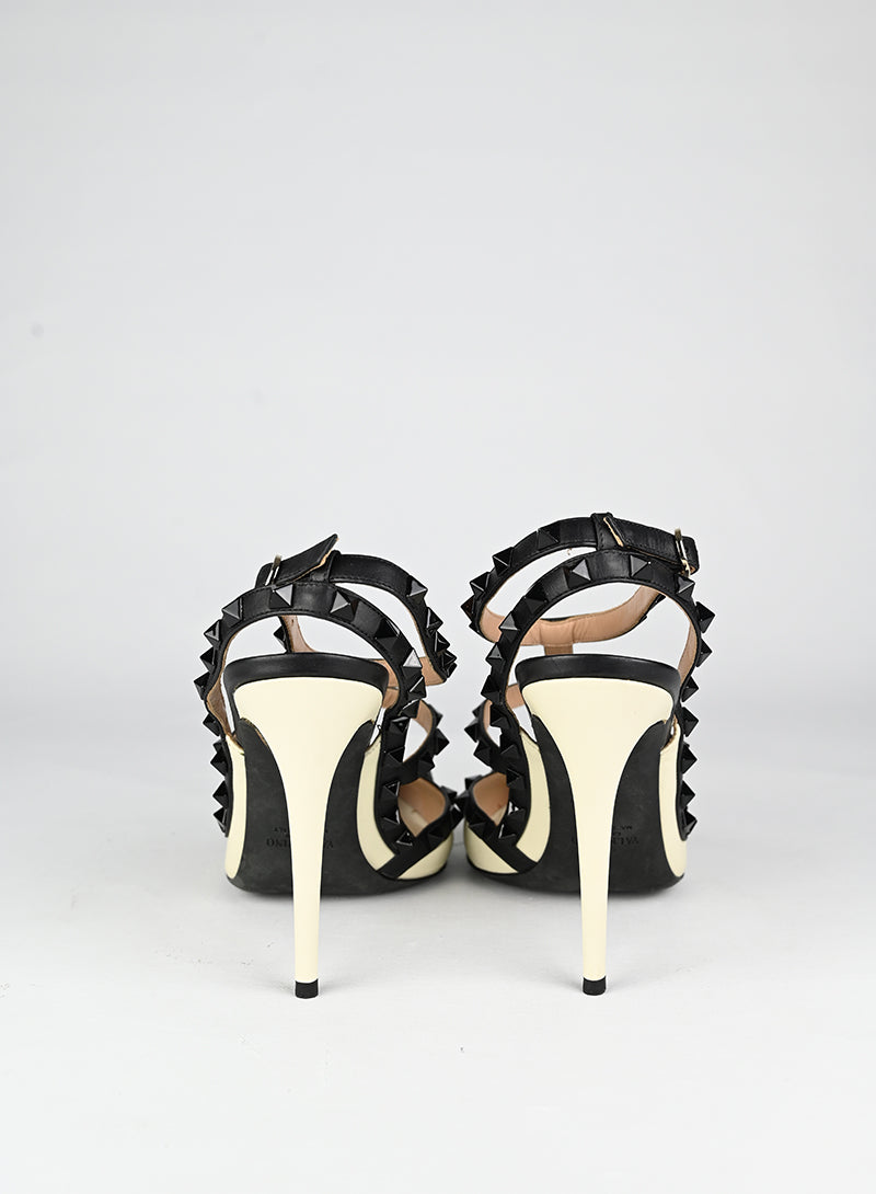 Valentino Sandali Rockstud in pelle bianca - N. 40