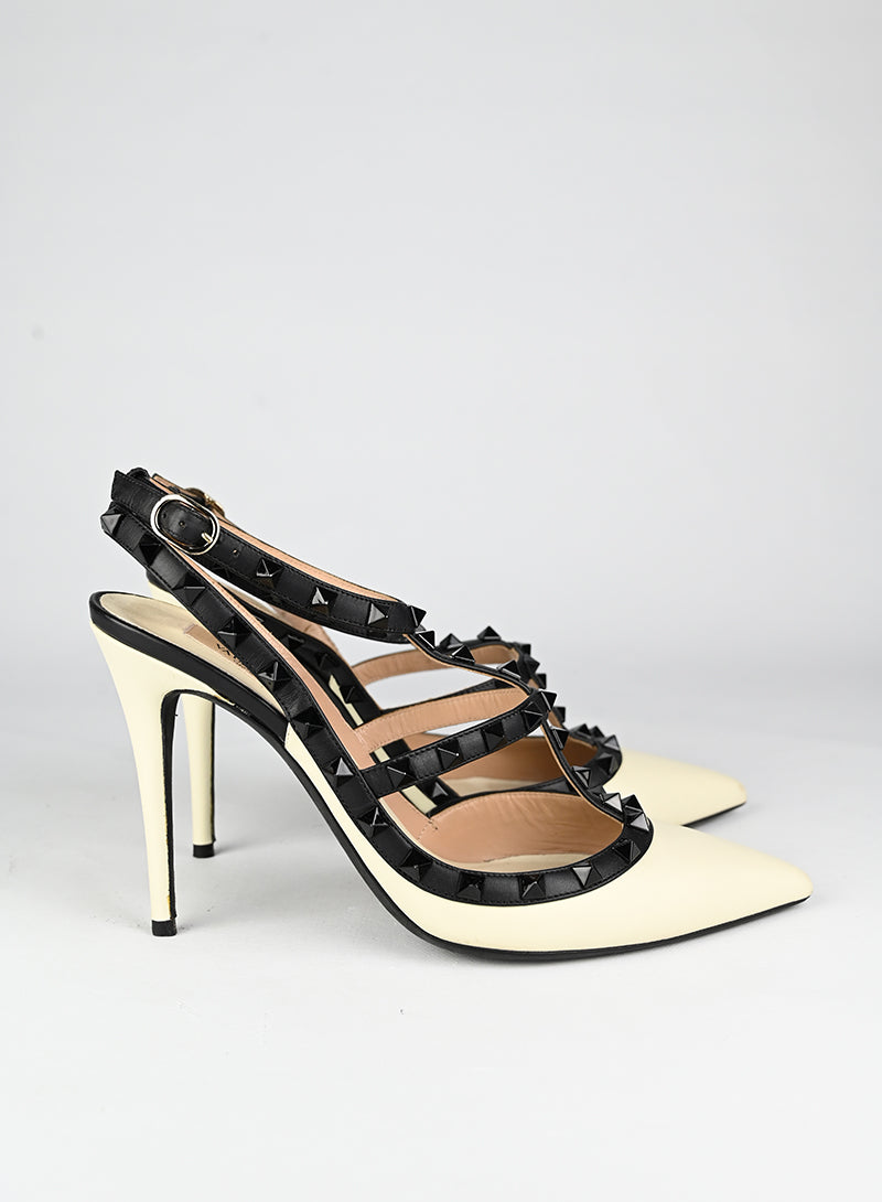 Valentino Sandali Rockstud in pelle bianca - N. 40