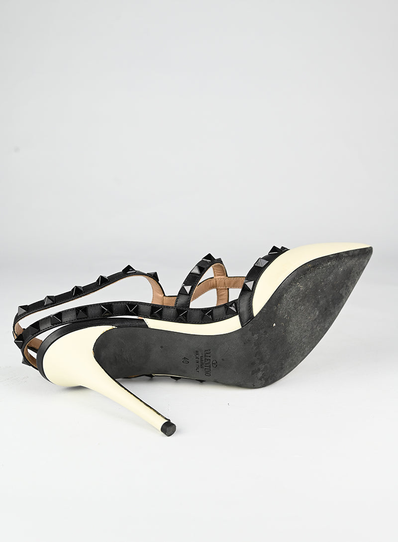 Valentino Sandali Rockstud in pelle bianca - N. 40