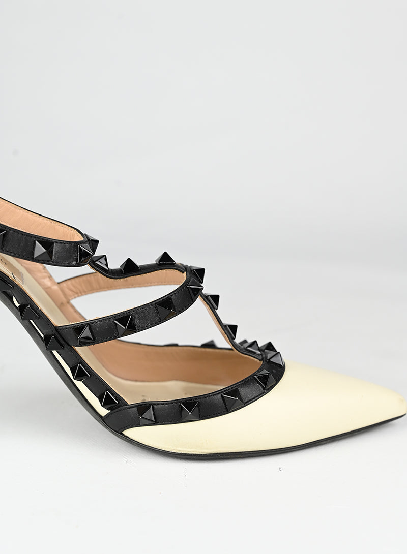 Valentino Sandali Rockstud in pelle bianca - N. 40