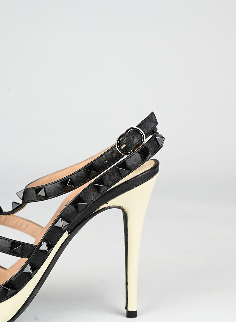 Valentino Sandali Rockstud in pelle bianca - N. 40