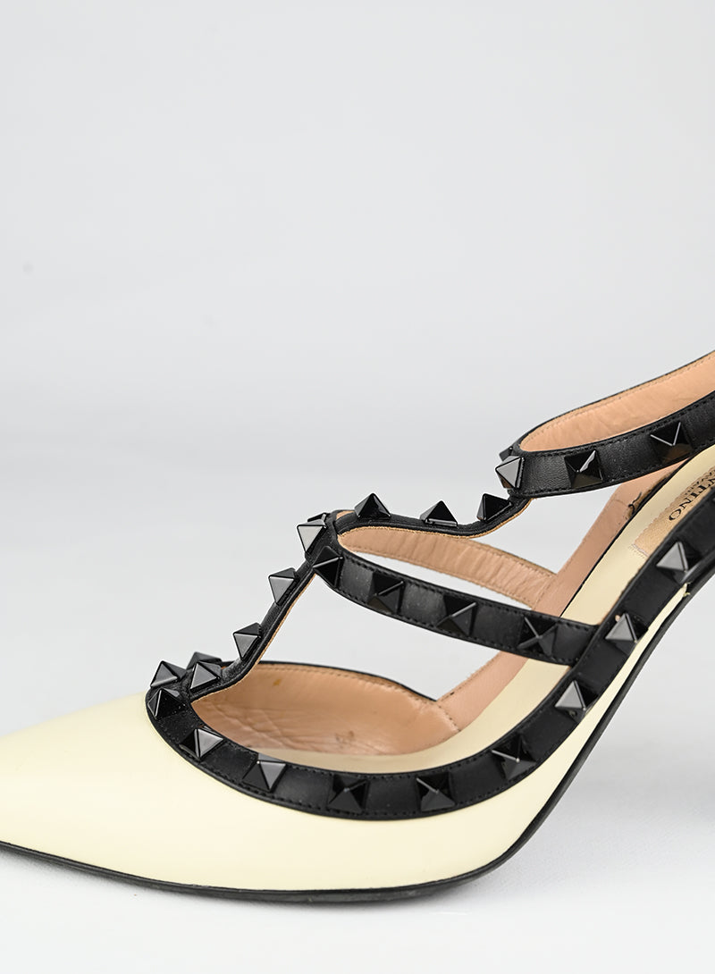 Valentino Sandali Rockstud in pelle bianca - N. 40