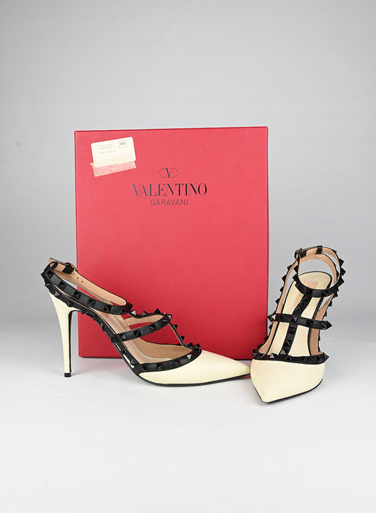 Valentino Sandali Rockstud in pelle bianca - N. 40