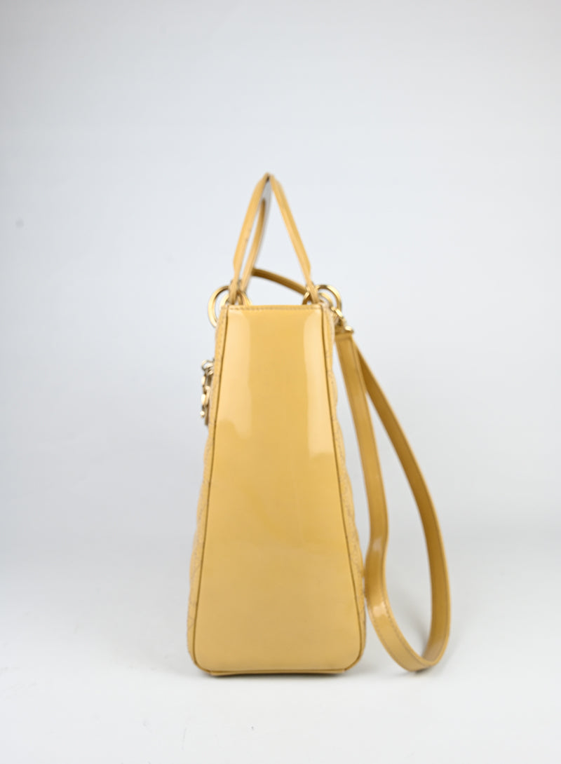 Dior Borsa Lady Large in vernice beige -  lesleyluxuryvintage