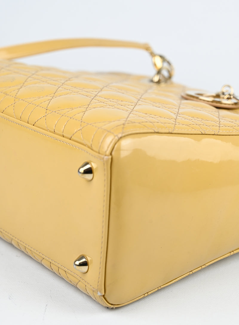 Dior Borsa Lady Large in vernice beige -  lesleyluxuryvintage