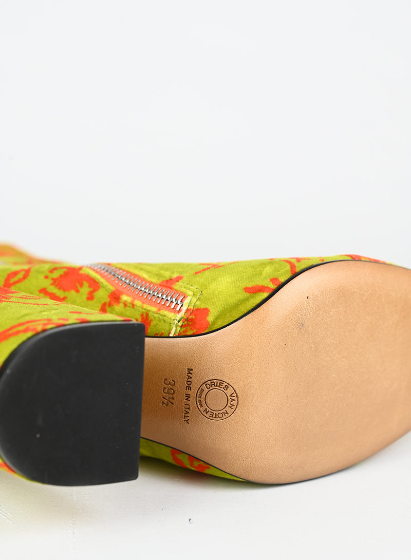 Dries Van Noten Stivaletti in velluto verdi - N. 39 ½