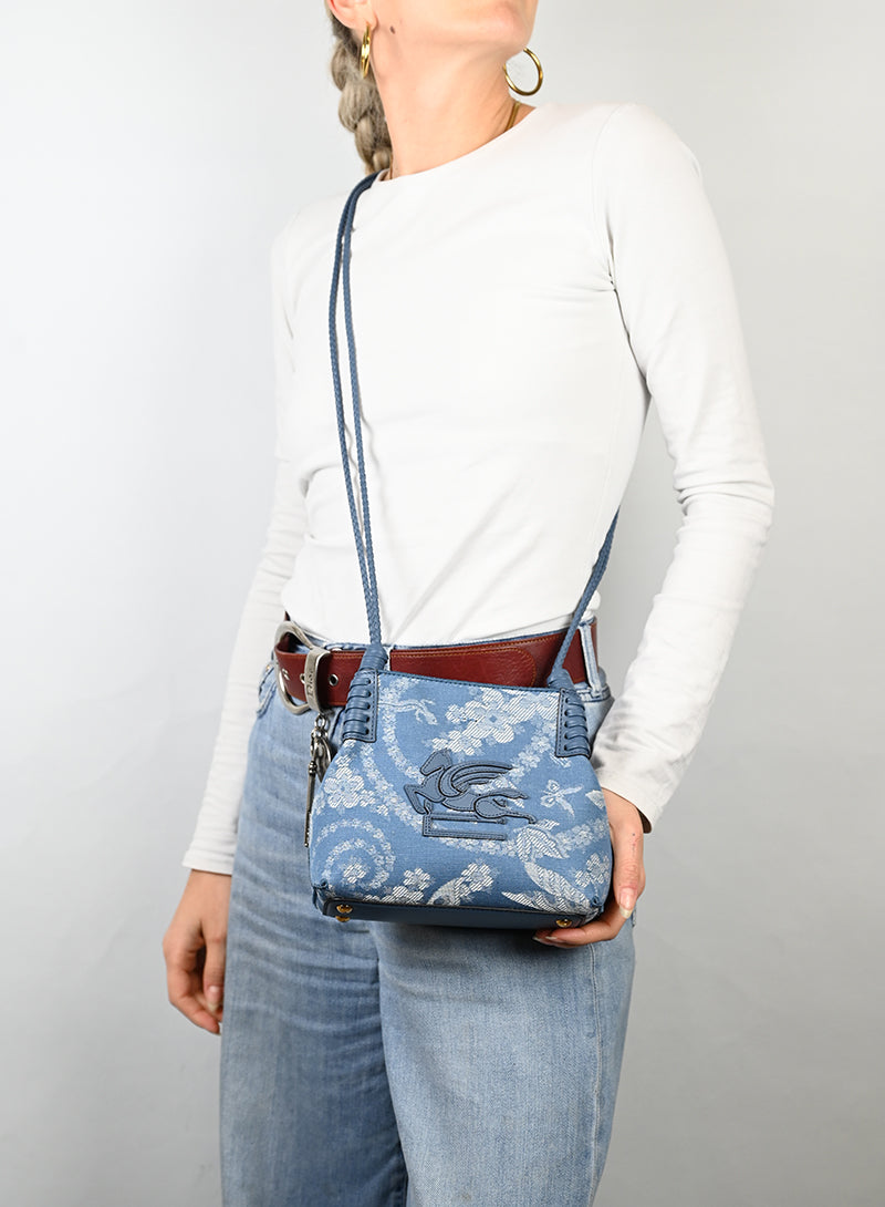 Etro Borsa a secchiello in denim azzurro -  lesleyluxuryvintage