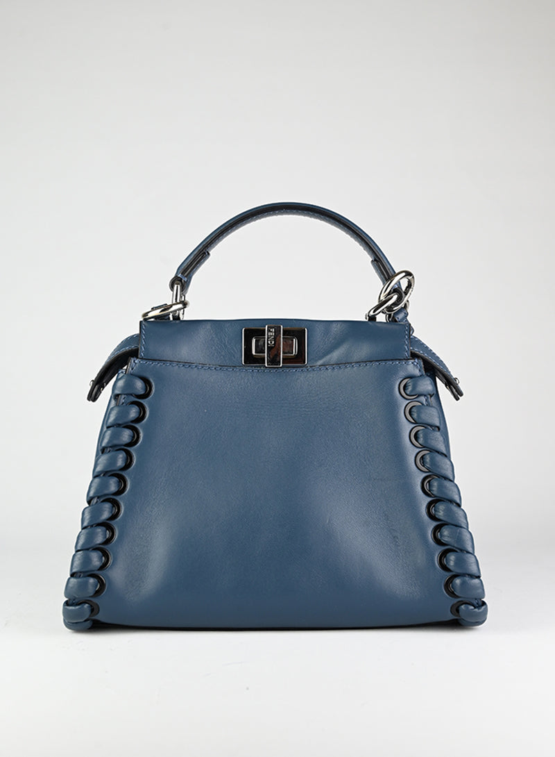 Fendi Borsa Peekaboo Mini in pelle avio