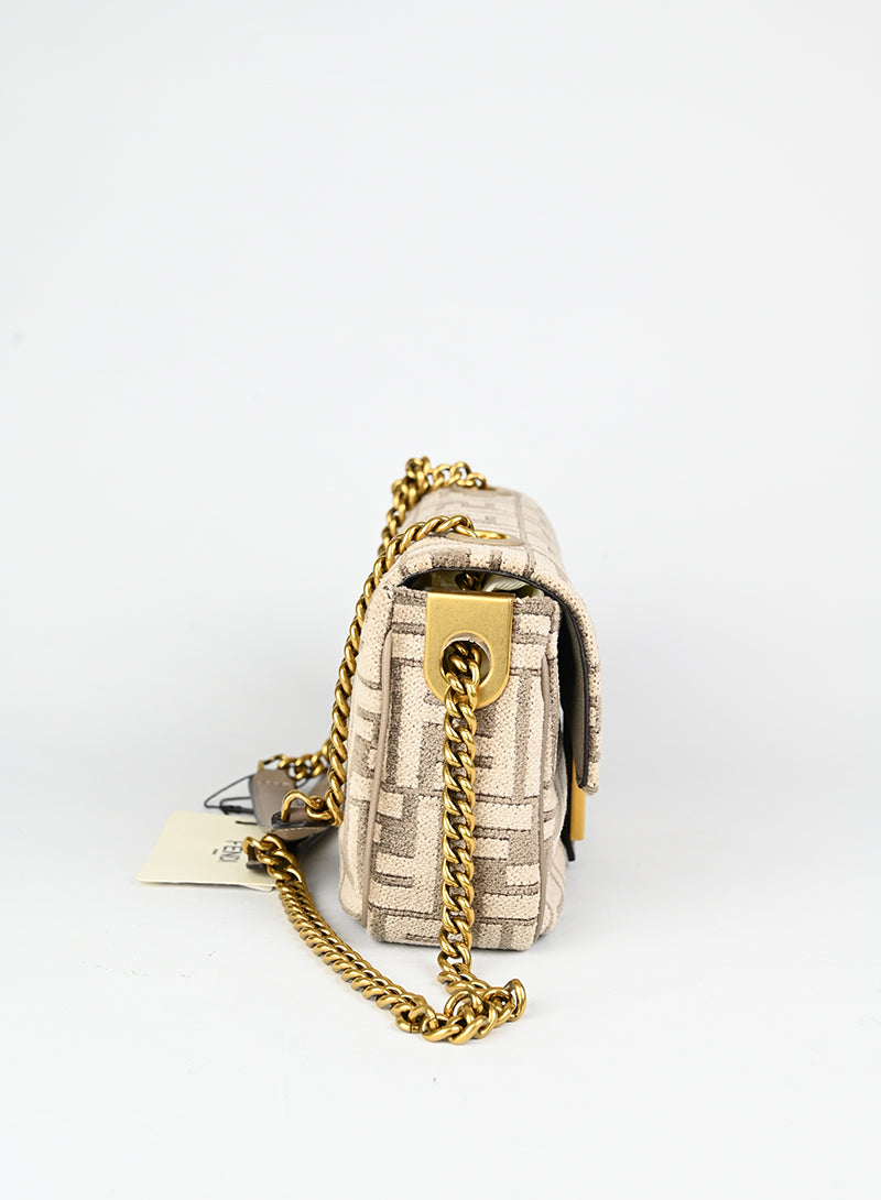 Fendi Borsa Baguette in velluto beige