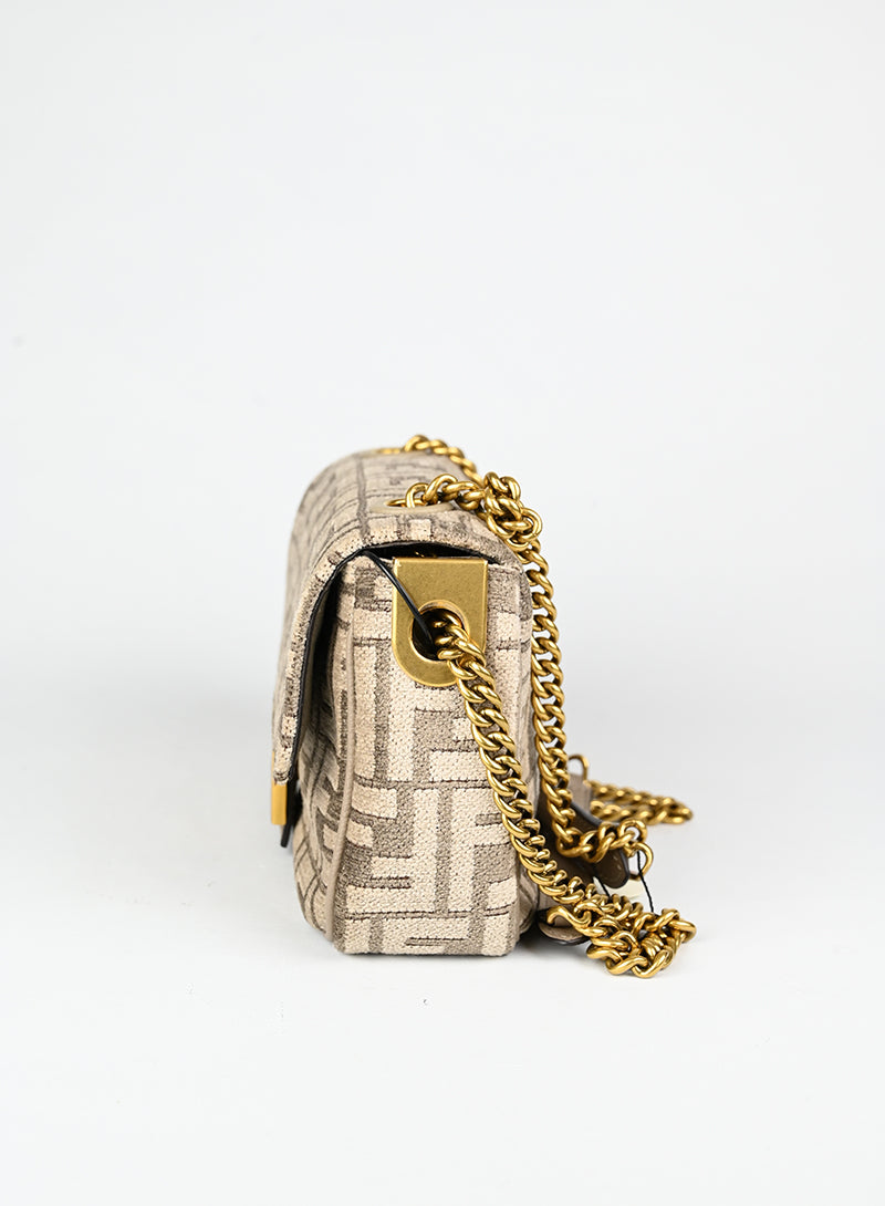 Fendi Borsa Baguette in velluto beige