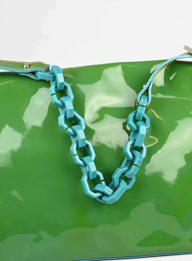 Fendi Borsa Mama Baguette in vernice verde -  lesleyluxuryvintage