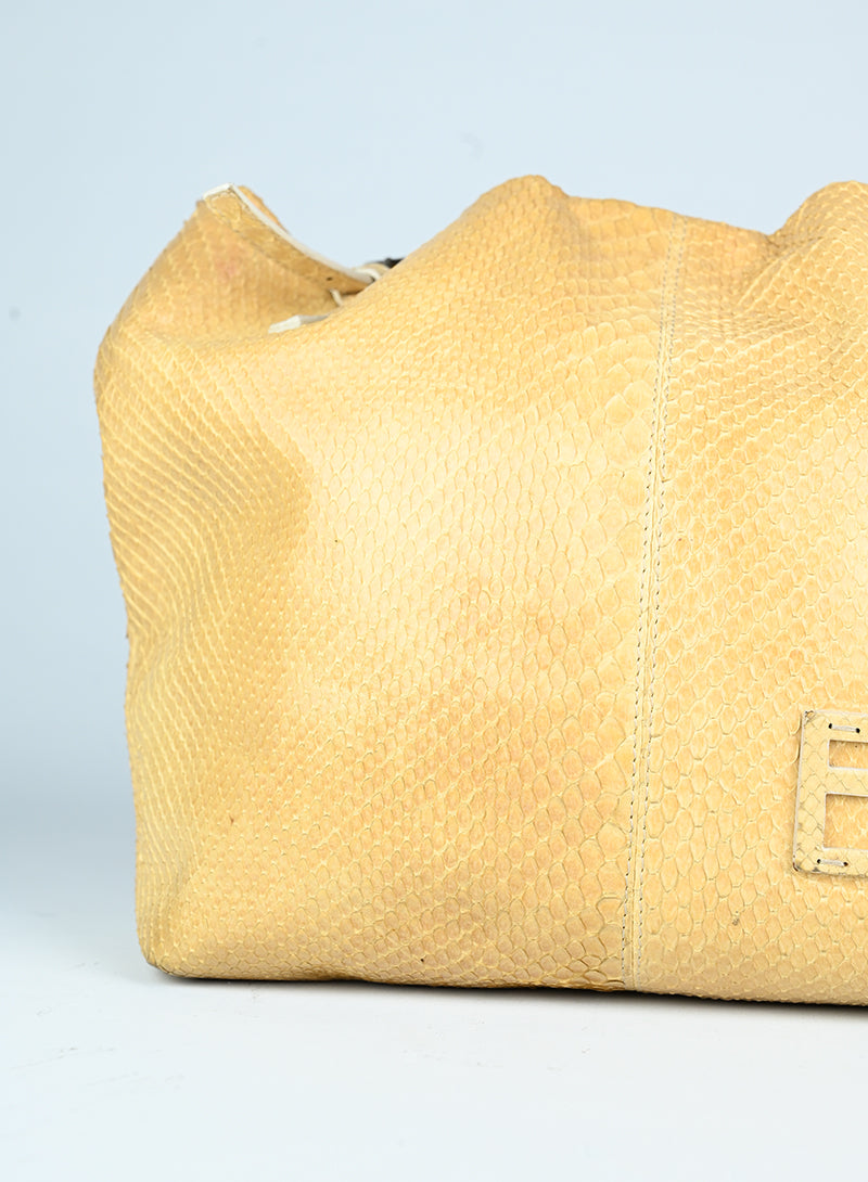 Fendi Borsa a spalla in pitone giallo