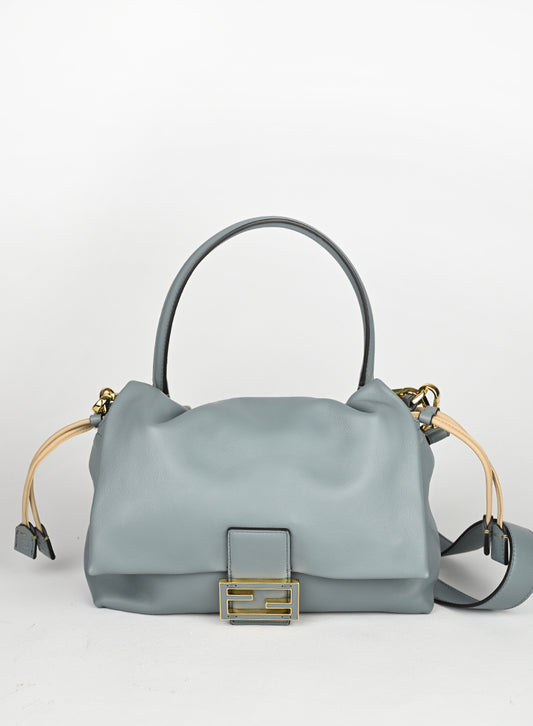 Fendi Borsa Mamma Baguette Soft in pelle ceruleo