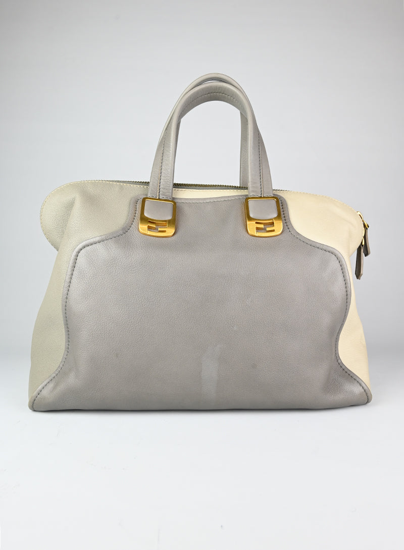 Fendi Borsa Chamaleon in pelle grigia