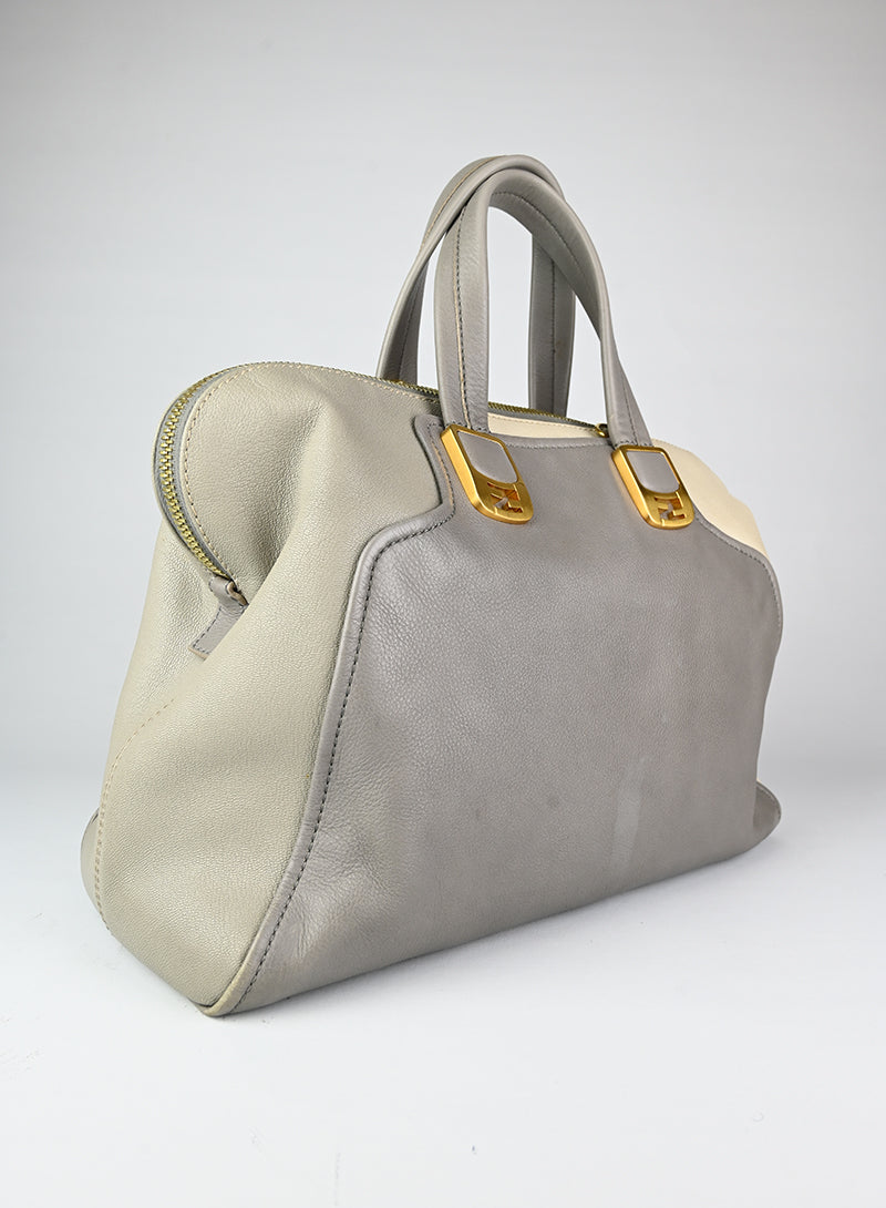 Fendi Borsa Chamaleon in pelle grigia