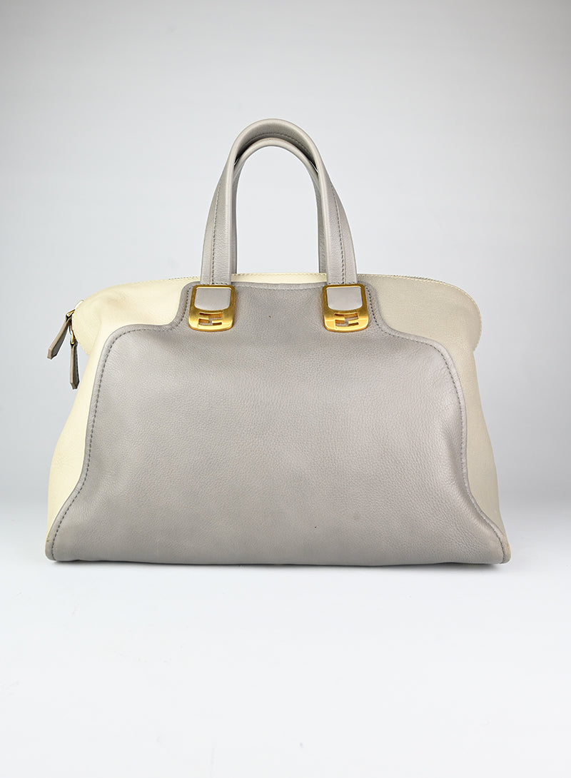 Fendi Borsa Chamaleon in pelle grigia