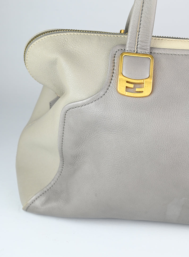 Fendi Borsa Chamaleon in pelle grigia