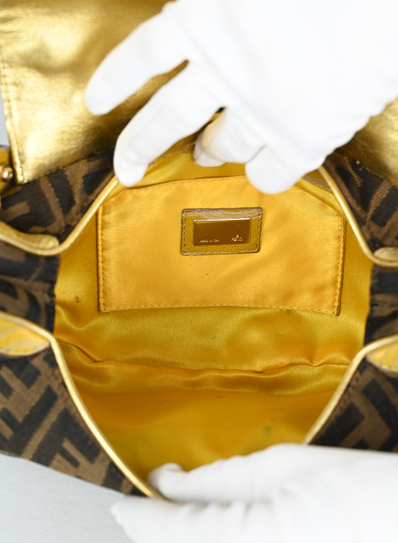 Fendi Borsa Vanity mirror marrone e oro