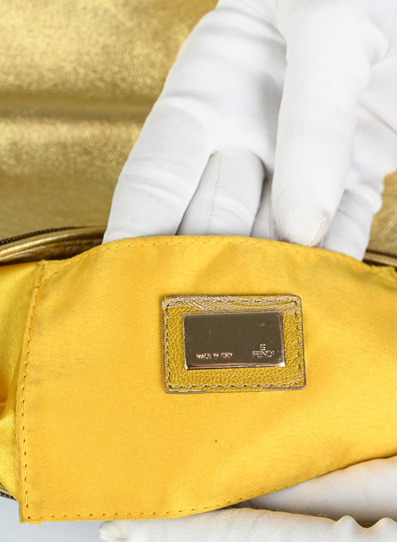 Fendi Borsa Vanity mirror marrone e oro