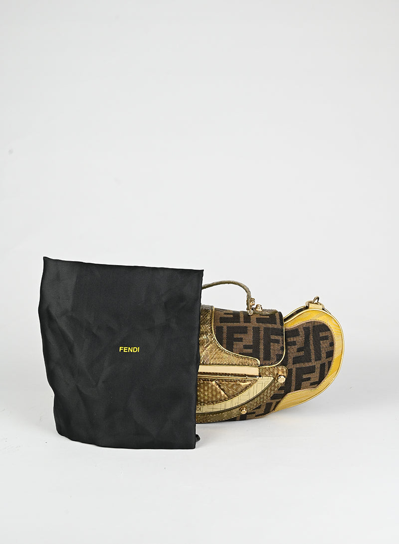 Fendi Borsa Vanity mirror marrone e oro