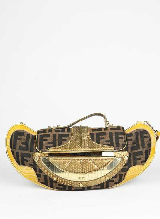 Fendi Borsa Vanity mirror marrone e oro