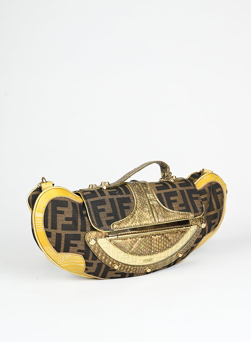 Fendi Borsa Vanity mirror marrone e oro