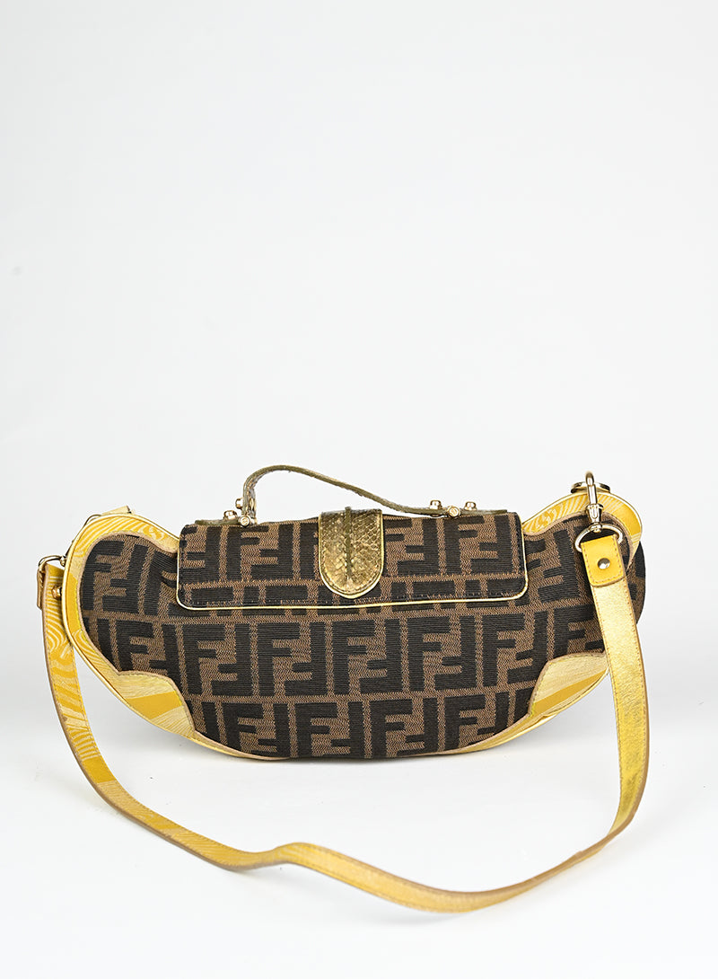 Fendi Borsa Vanity mirror marrone e oro