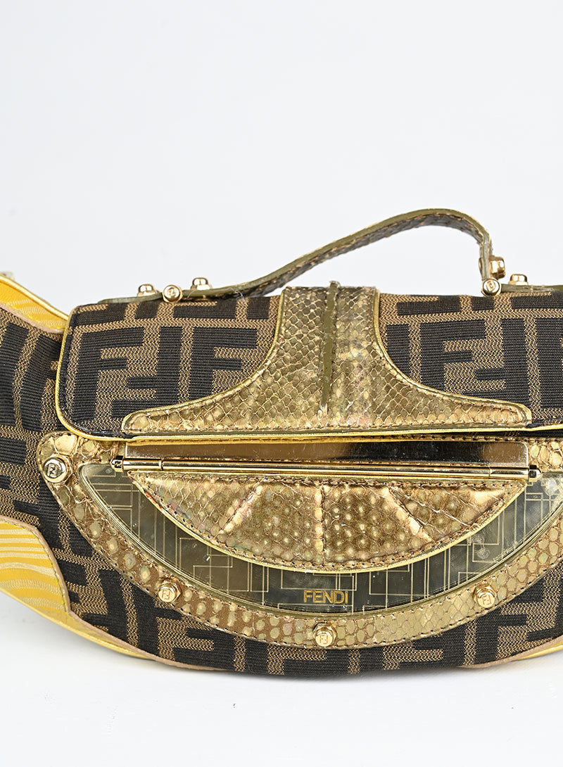 Fendi Borsa Vanity mirror marrone e oro