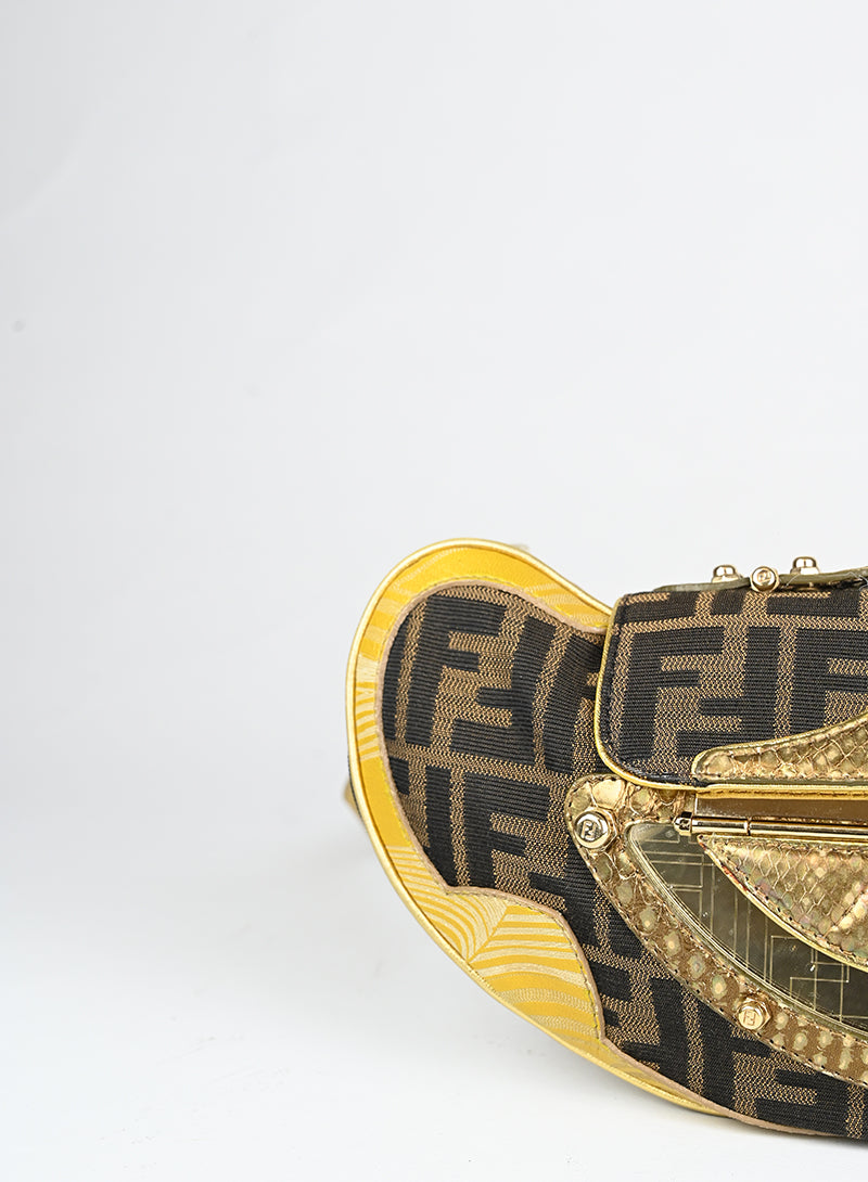 Fendi Borsa Vanity mirror marrone e oro