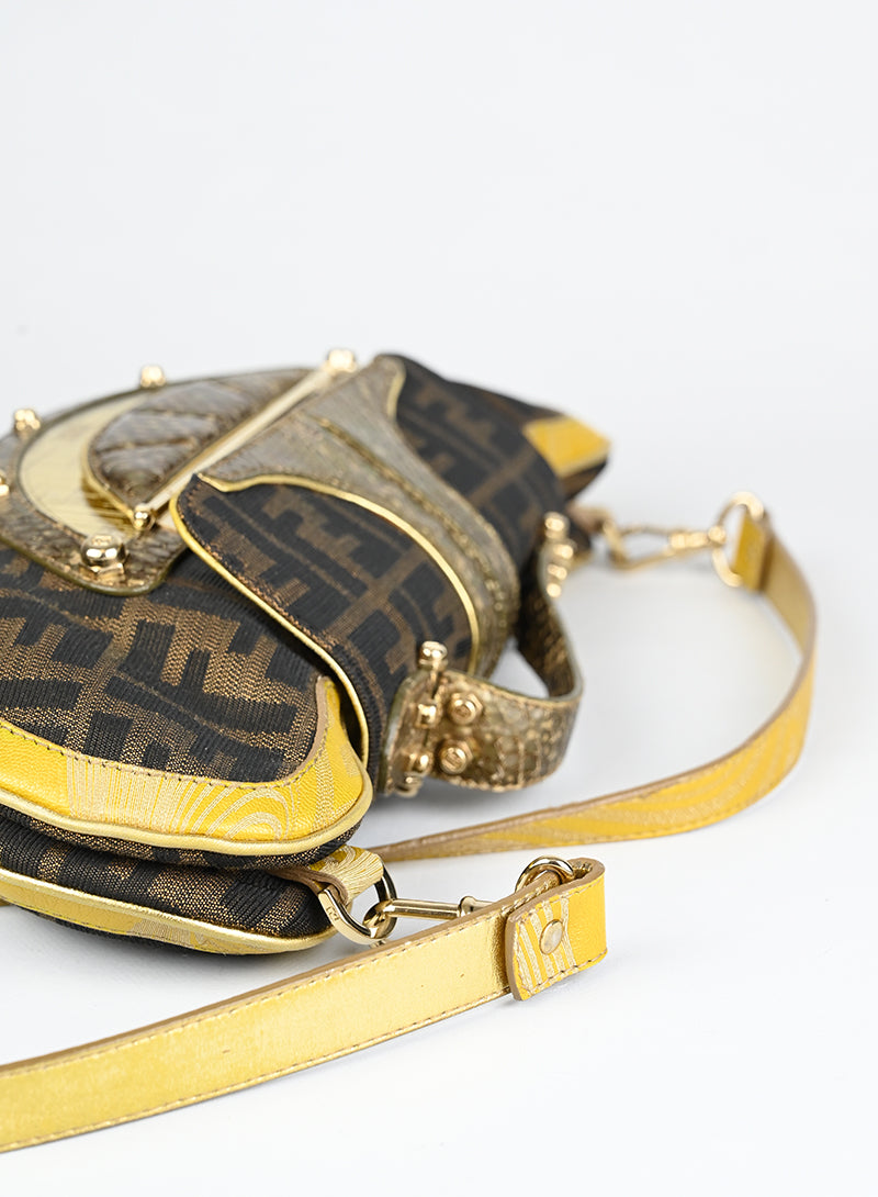 Fendi Borsa Vanity mirror marrone e oro