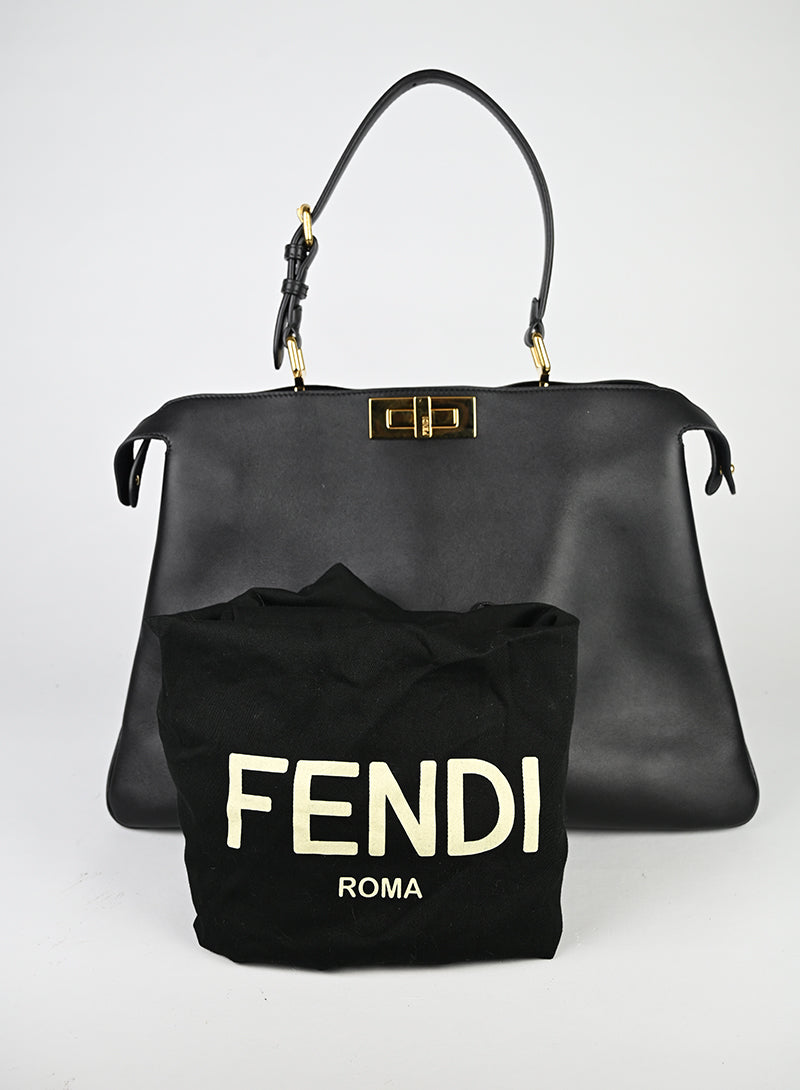 Fendi Peekaboo ISeeU Media in pelle Nera