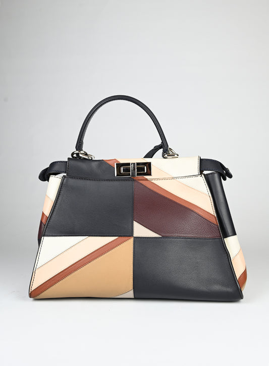 Fendi Borsa Peekaboo media in pelle multicolor