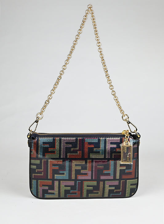 Fendi Borsina a Spalla Tessuto Lamé Zucca Multicolor