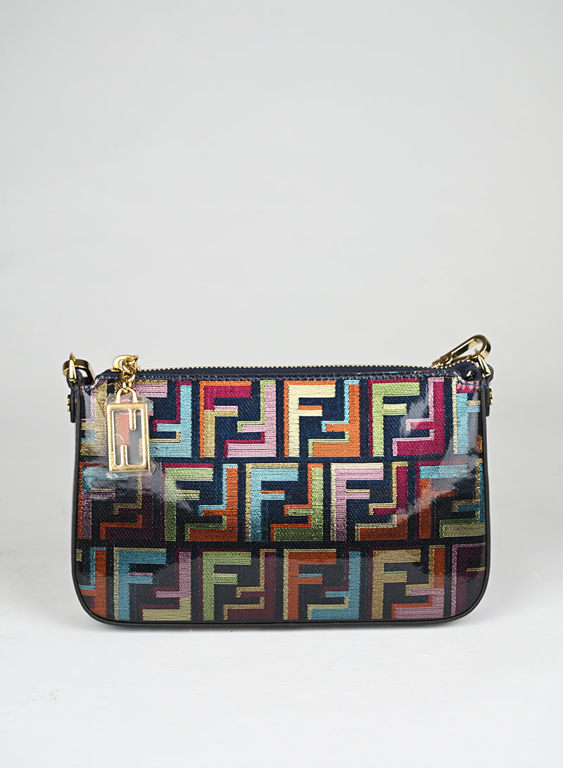 Fendi Borsina a Spalla Tessuto Lamé Zucca Multicolor