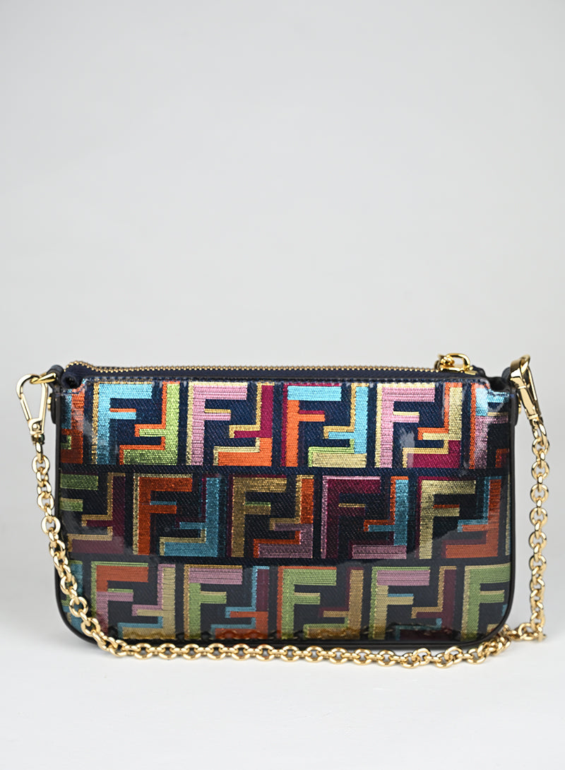 Fendi Borsina a Spalla Tessuto Lamé Zucca Multicolor
